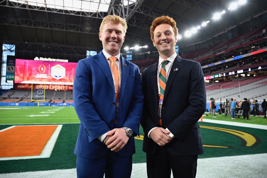 Carter Lutz with broadcast partner at State Farm Stadium